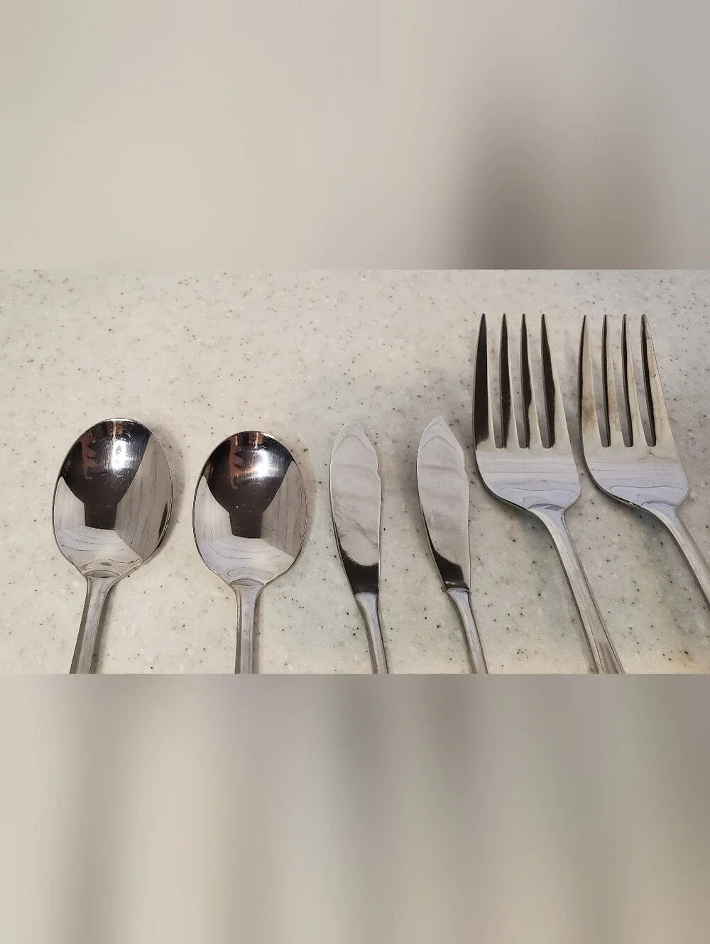 Oneida Satin Sand Dune 6 Pc Serving Flatware Set Forks Spreaders Spoons